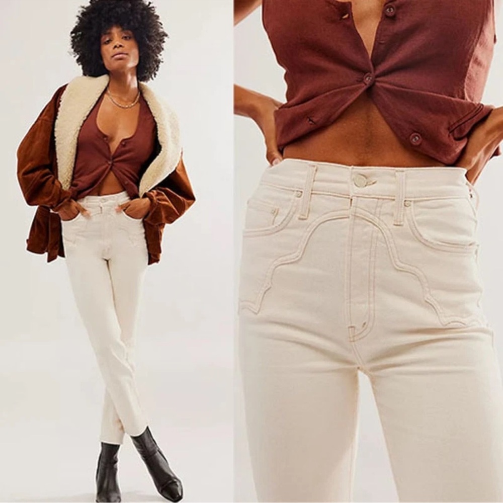 MOTHER Cream High-Waisted Jeans